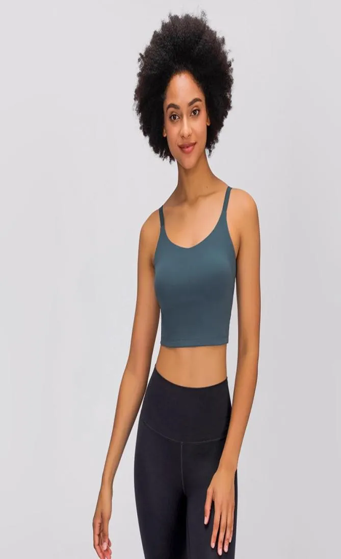 soutien-gorge de sport tenues de yoga vêtements de sport en cours d'exécution femmes demi-longueur vêtements d'extérieur lu soutien-gorge débardeur avec coussinet de poitrine boucle classique sangle arrière 8812838