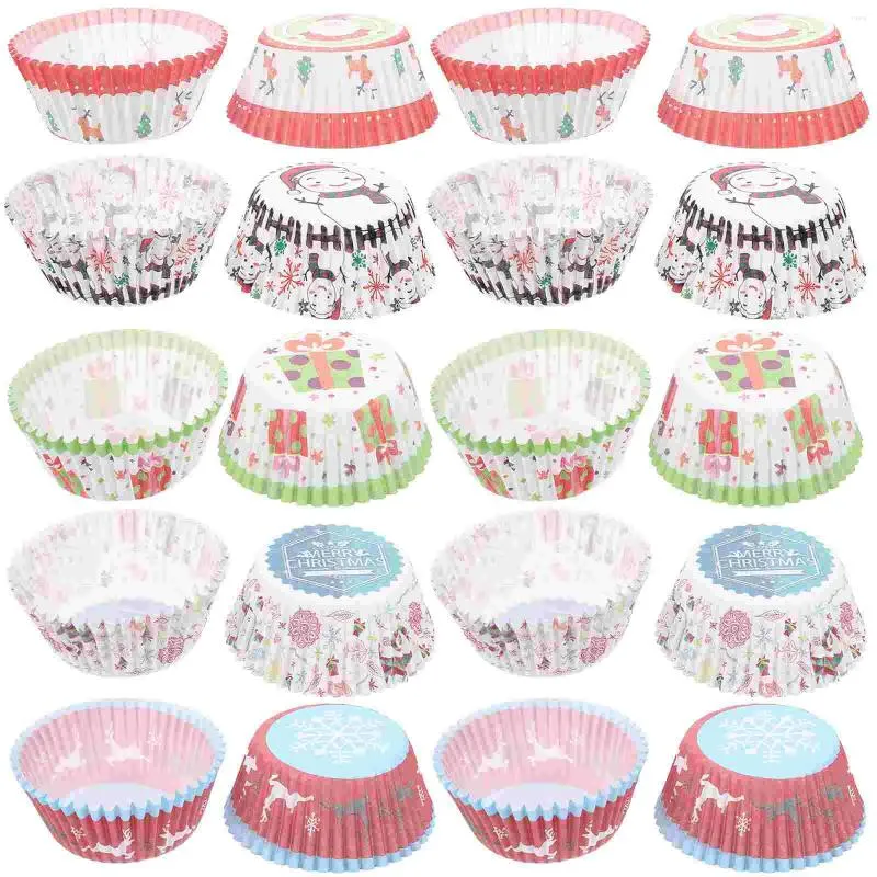 Einwegbecher, Strohhalme, 500 Stück, weihnachtliche Cupcake-Backhalter, lebensmittelechtes Papier, Muffinverpackungen für Kuchen