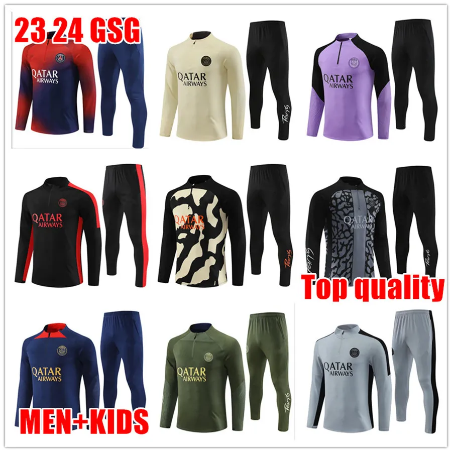 Paris Mbappe Soccer Jersey Tracksuit Classic Style Paris Training Suft Half Pull Long Sleeve Sergio Ramos Verratti Icardi Adult Kids Football 21 22 23 Sportwear Top