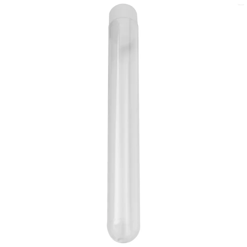 Chaînes 100pcs 12x100mm laboratoire transparent tubes à essai en plastique transparent flacons avec capuchons poussoirs fournitures de laboratoire scolaire