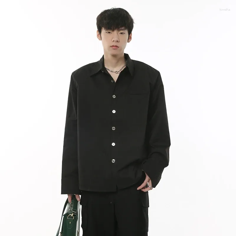 남성용 캐주얼 셔츠 Syuhgfa 의류 긴 슬리브 한국 스타일 느슨한 간단한 가디건 패션 트렌드 남성 탑 스는 단색 세련