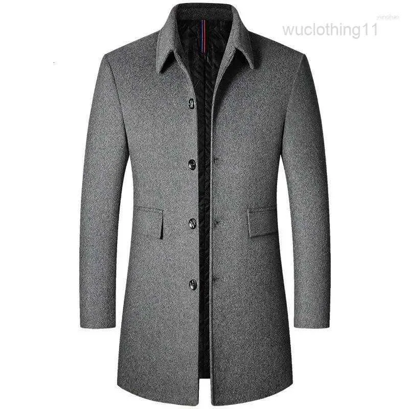 Trench-Coats pour hommes, mélange de laine, épais, chaud, Long, Parka, affaires, décontracté, loisirs, pardessus anti-poussière, collection automne-hiver 2023