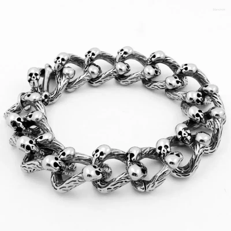 Link Bracelets Punk Gothic Dark Skull Bracelet Men's Retro Exaggerated Personality Tide Brand Wrist Jewelry Accessories