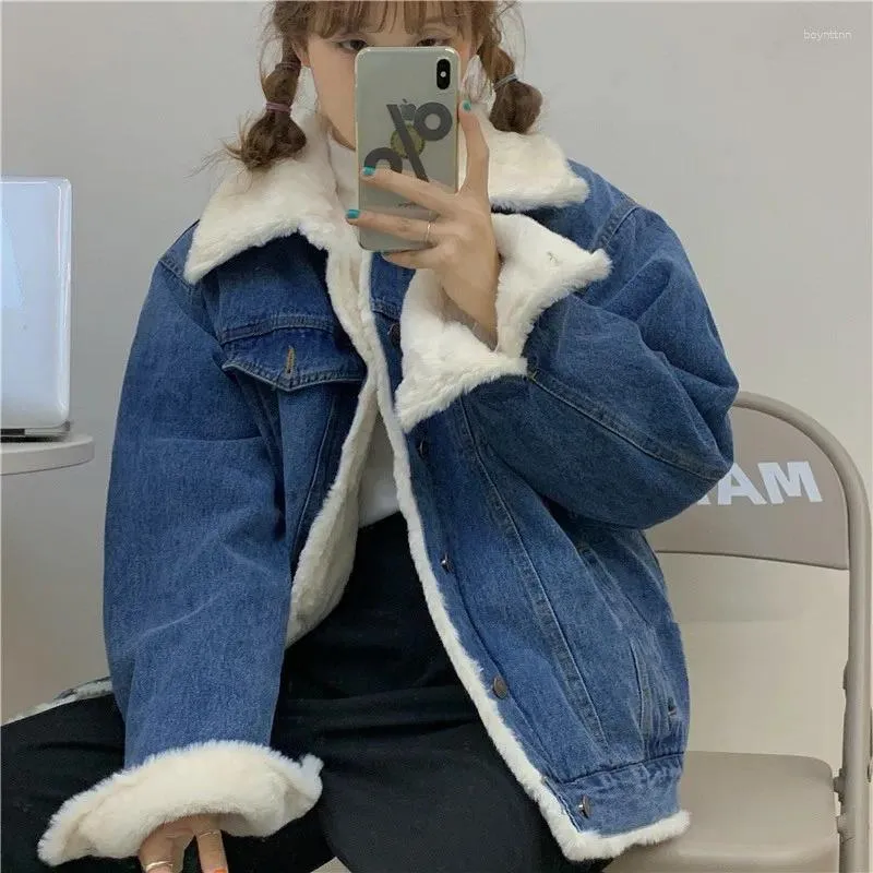 Cappotto da donna in pelliccia sintetica invernale da donna Giacca in denim in pile da donna Streetwear Cappotto casual a maniche lunghe da donna Parka all'ingrosso