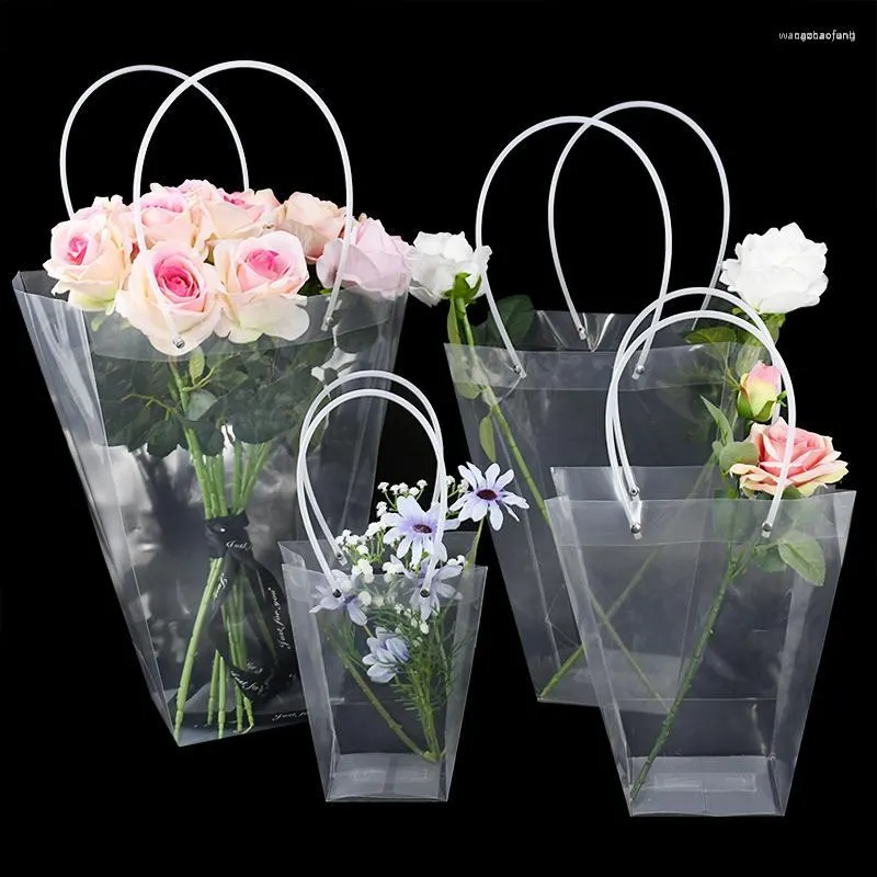 Emballage cadeau Sac fourre-tout transparent pour emballage de fleurs PVC imperméable boutique fournitures de mariage d'anniversaire