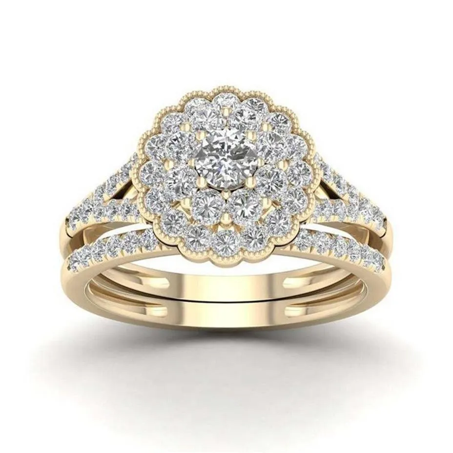 Choucong nova chegada de alta qualidade jóias vintage casal anéis 925 prata esterlina preenchimento ouro 5a zircão cúbico promessa popular women289w