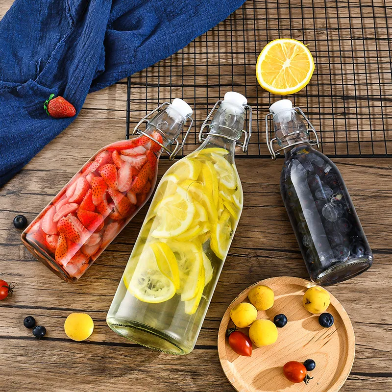 Wholesale pot belly catenase bottle Transparent glass sealed bottle juice drink bottle empty bottle of homemade fruit wine sub-bottle