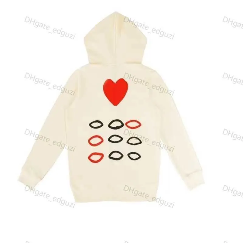 Designer Men's Hoodies Com Des Garcons Sweatshirt Mockneck CDG PLAY Big Heart Hoodie Full Zip Up Beige Brand Size S-XL 11