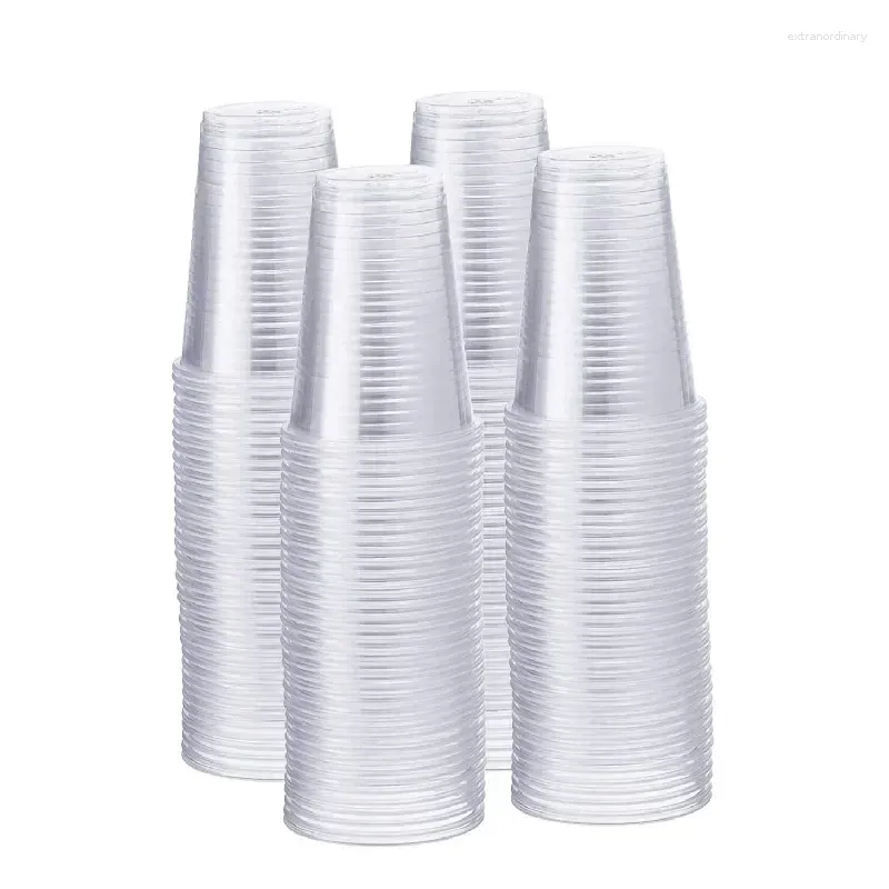 Disposable Cups Straws Kitchen Tableware Plastic Party Birthday Pcs Picnic Outdoor Tasting Cup Clear 250ml 100