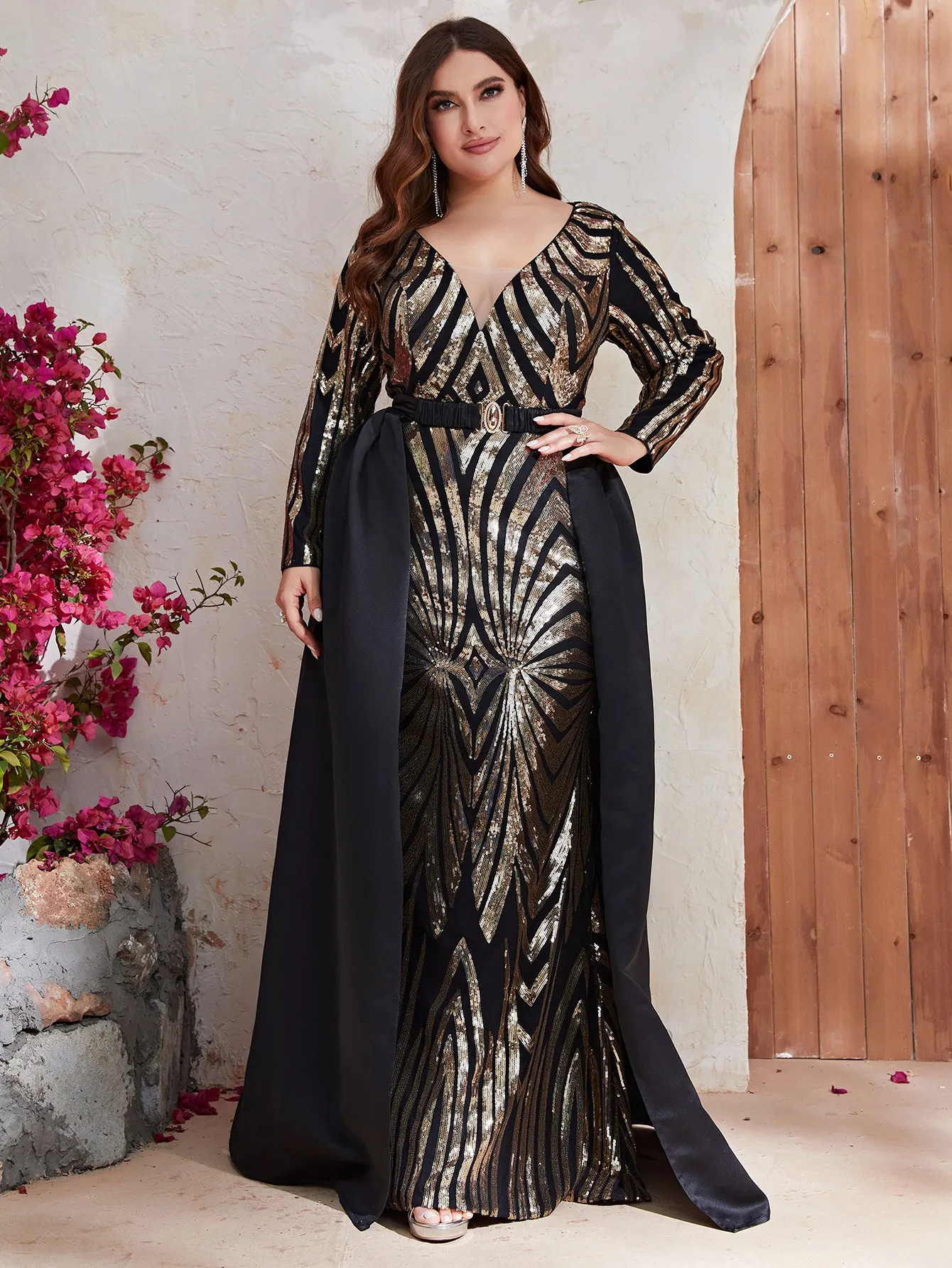 open lace back dress Gothic Black and White Ball Gown with Oversized Bow - Strapless Ball Gown