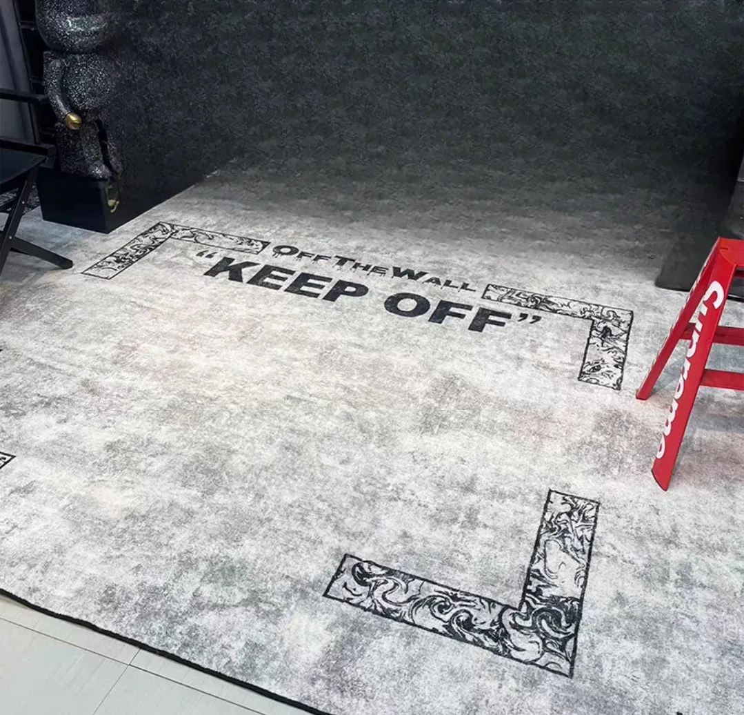 KEEP OFF-Teppich, Designer-Teppich, grau, Top-Dekoration für Schlafzimmer, Zimmer, Badezimmer, Bettvorleger. Kontaktieren Sie uns, um Bilder mit Logo anzusehen