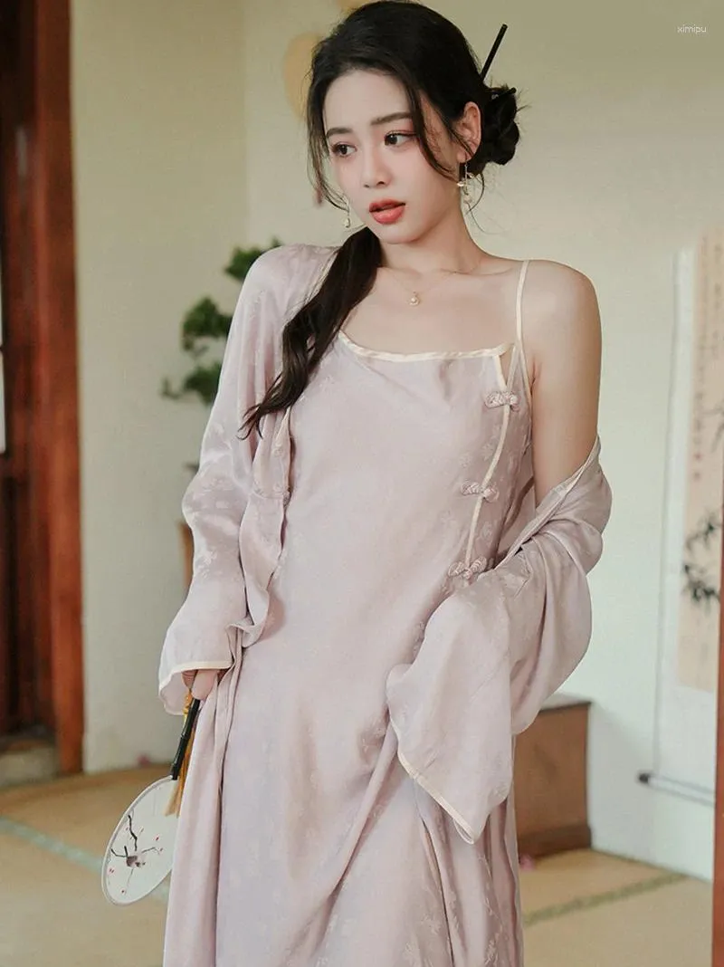 Women's Sleepwear French Silk Pajamas For Women Victorian Spring Autumn Sexy Two Piece Retro Princess Pajama Home Robes Ladies Nightgown