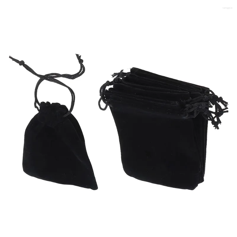 Gift Wrap 30pcs Drawstring Bag Pouches Storage Black Cloth Bags For Jewelry Small (7x9cm) Pack Products