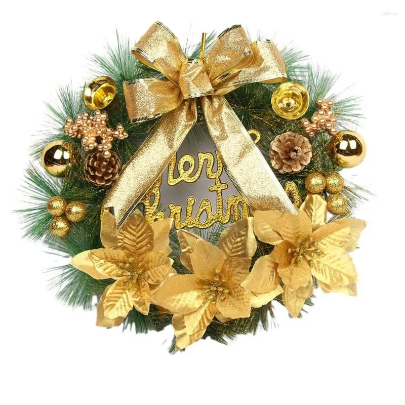 Dekoracyjne kwiaty drzwi frontowe wieniec świąteczny 11 81 -calowy dekoracja z łukiem i wewnętrzną atmosferą świąteczną