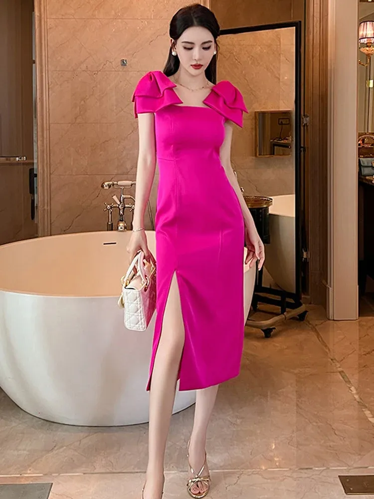open lace back dress Wine Red Velvet Off Shoulder Long Evening Dress, Dark Red Party Dress –  Cutedressy main image 0