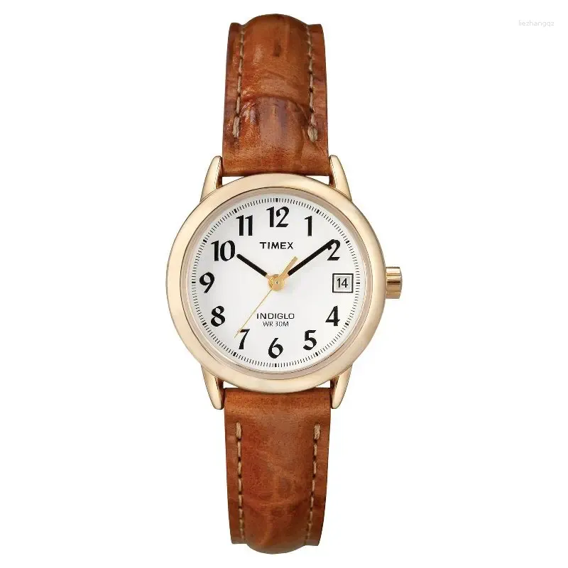 Montres-bracelets Montre Easy Reader pour femme avec bracelet en cuir - Or/Marron T2J7619J