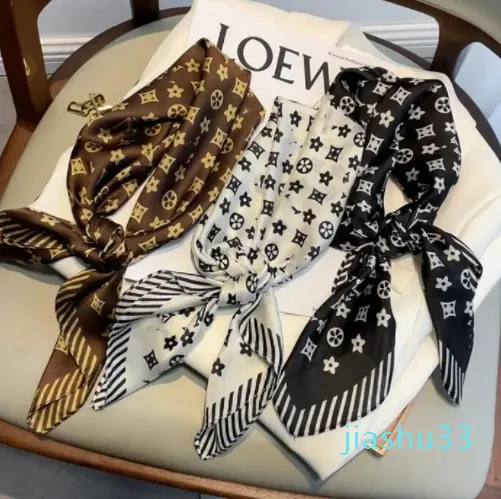Simples presbiopia impressão floral lenço de seda bandana para mulheres alça longa saco cachecóis paris ombro tote bagagem fita cabeça envoltórios