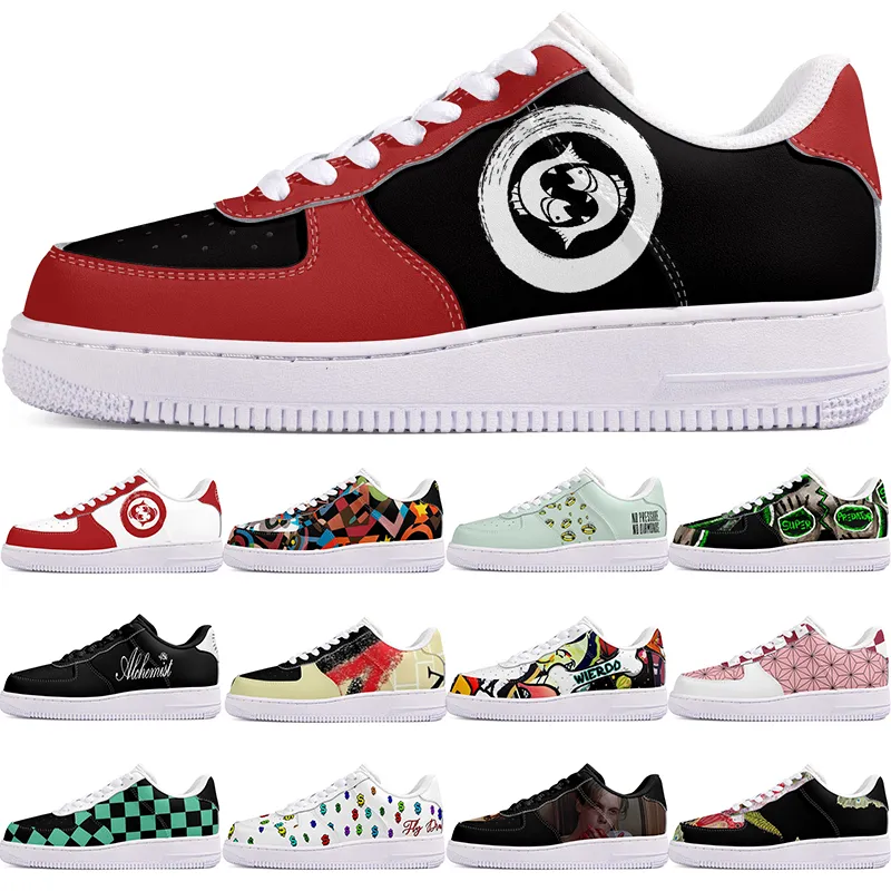 Zapatos de bricolaje invierno limpio otoño para hombre Zapatos de ocio uno para hombres mujeres plataforma zapatillas de deporte casuales Clásico Blanco Negro dibujos animados graffiti entrenadores deportes al aire libre 9283