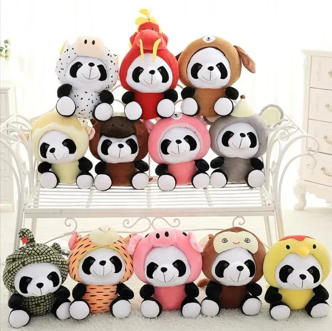 20 cm schattige panda Chinese dierenriem pluche gevulde pop speelgoed bank decor slaapkamer decoratie verjaardagscadeau Valentijnsdag aanwezig