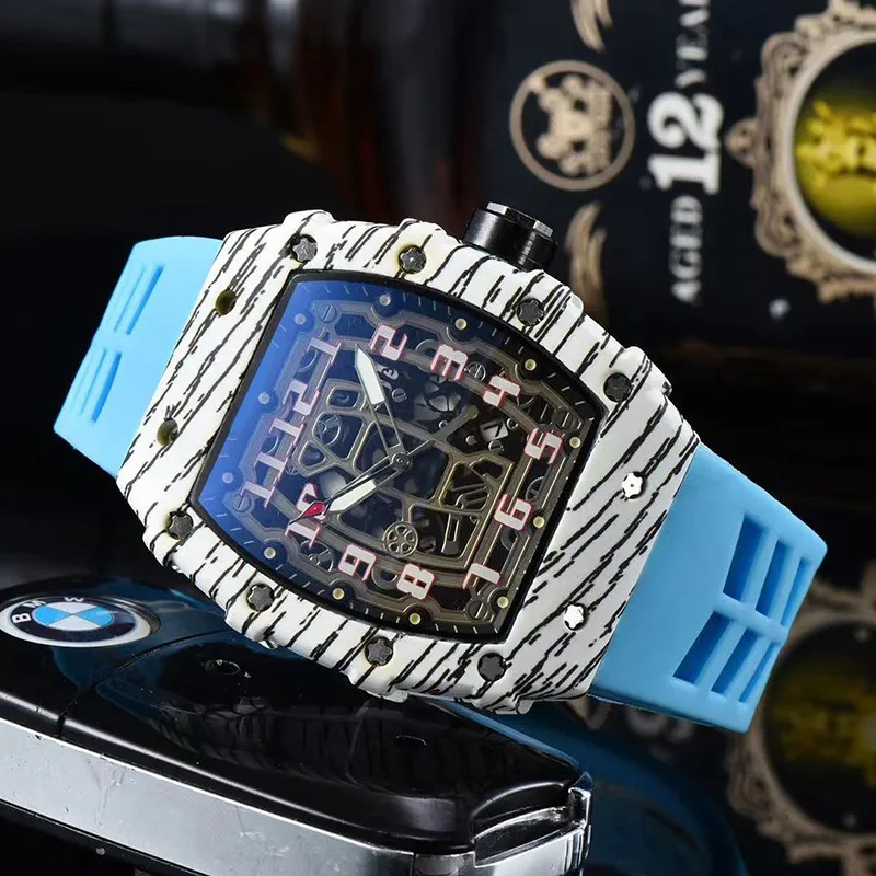 Creative Wine Bucket Men's Quartz Watches Silicone Tape Waterproof Calendar Fashion High End Quartz Watch for Men Quartz Rubber Square Bucket