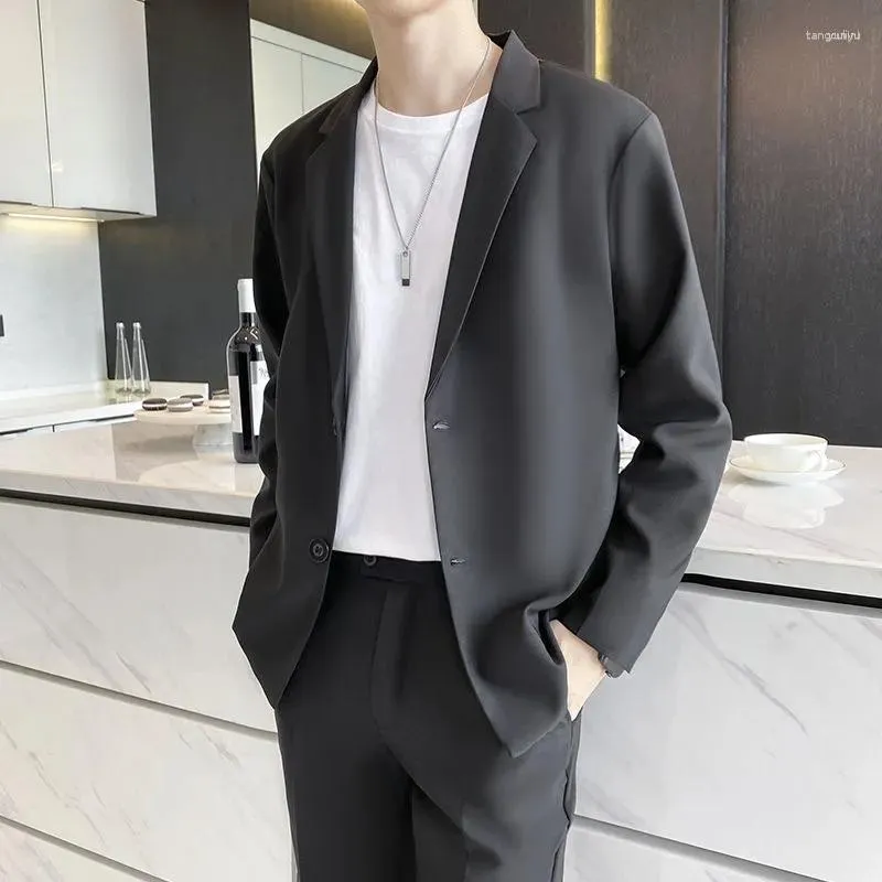 Men's Suits Men's Men Clothing Blazer Jacket Loose Casual Long Sleeves Business Suit Coat Spring Autumn Wild Single-Breasted Jaqueta