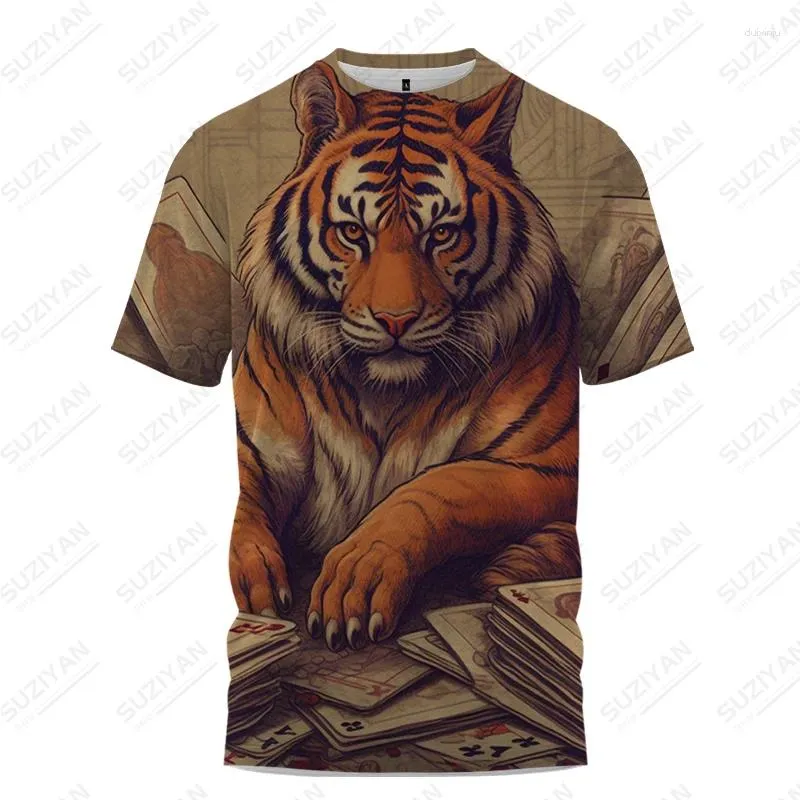 Herren-T-Shirts, Sommer-T-Shirt, Tiger-Brettspiel, 3D-Druck, modisch, Spaß, Sport, lässig, locker, bequem