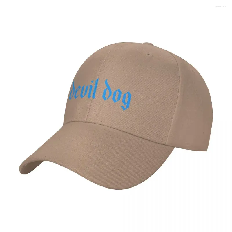 Bérets Devil Dog Old English Sky Blue Casquettes unisexes Casquette de baseball de camionneur en plein air Snapback Casquette respirante Chapeaux personnalisables