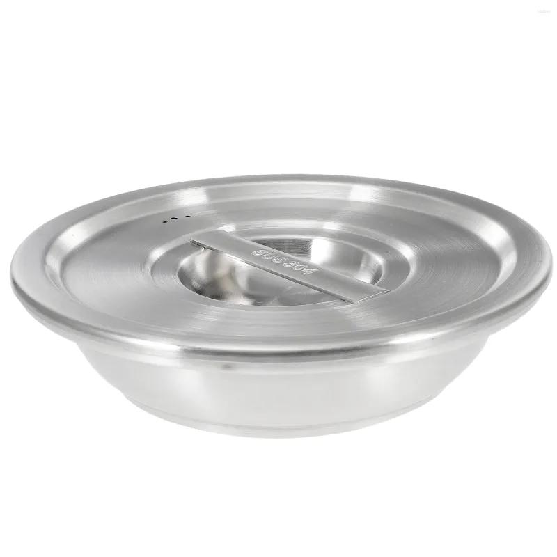 Ensembles de vaisselle Assiette à dîner en acier inoxydable avec couvercle rond soupe boulette plat de service 18 cm pour la cuisine à domicile camping en plein air