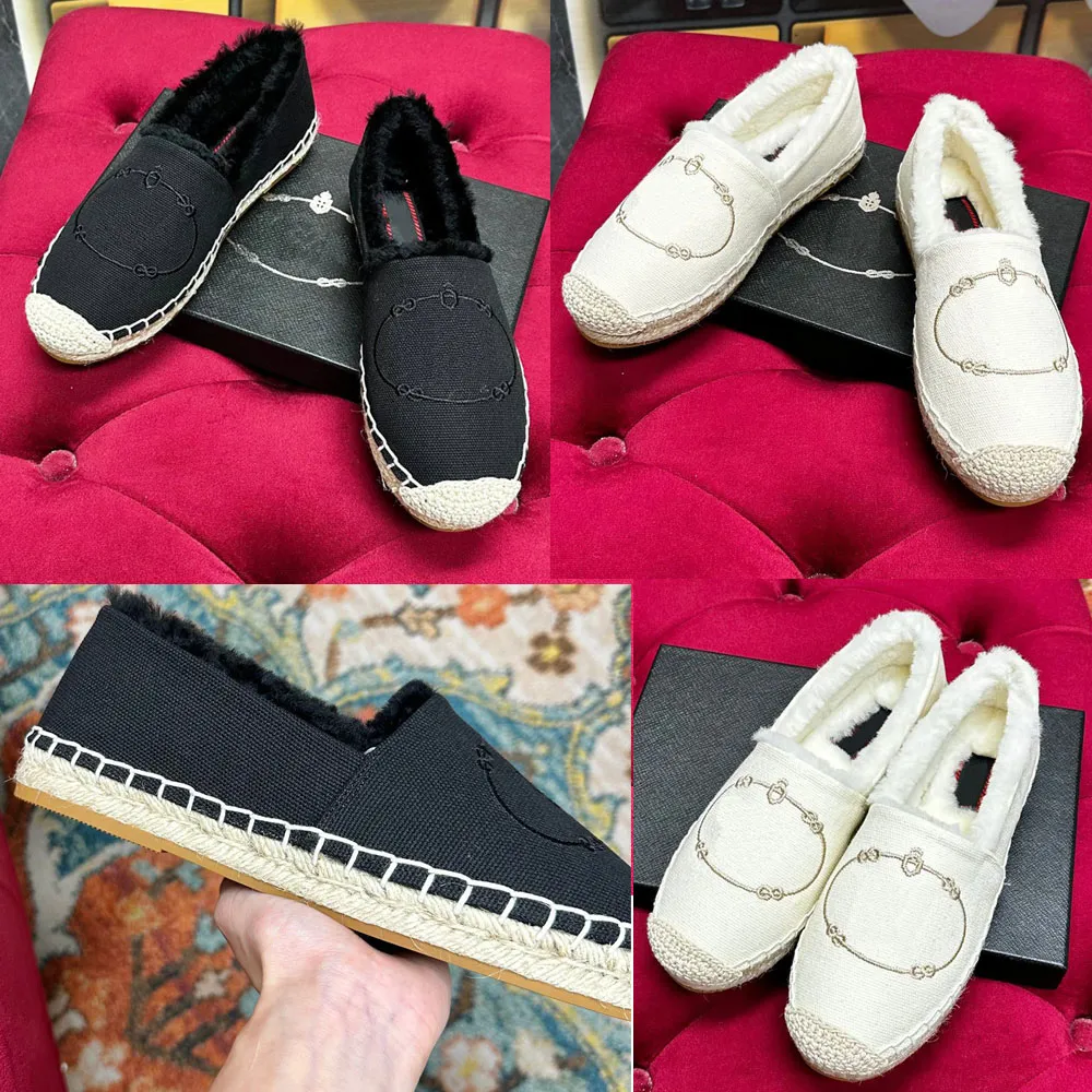 Nytt kvinnors varumärke Espadrilles Fisherman Shoes Autumn Winter Flat Fisharmans Shoes Upper With Brand Logo Non Slip Rubber Sole Stor storlek 35 42