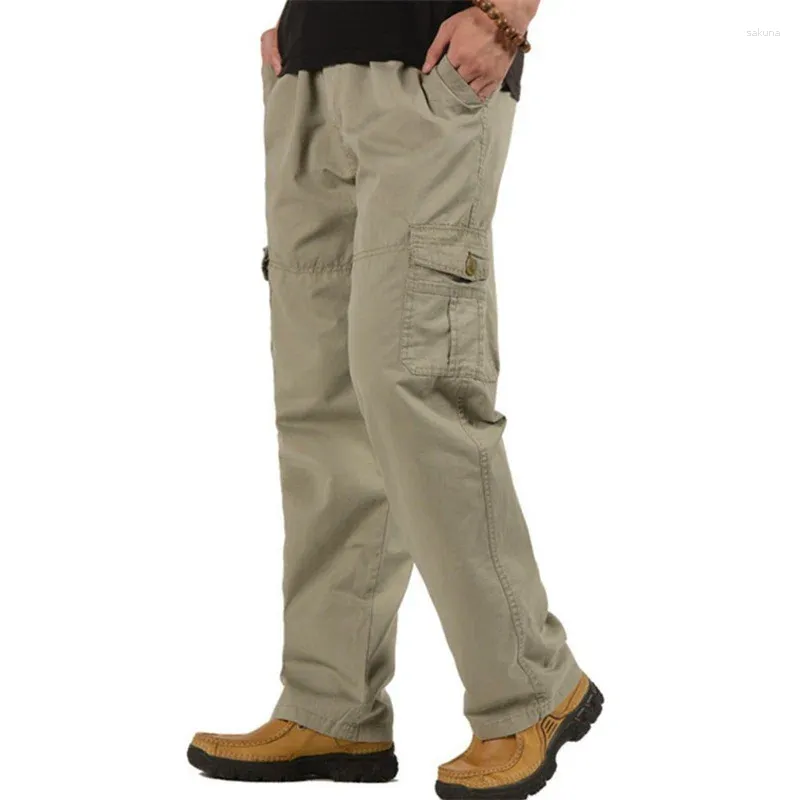 Erkek pantolon bahar sonbahar gündelik pamuklu erkekler tulum gevşek savaş bol taktik iş pantolon ordu askeri kargo artı 6xl