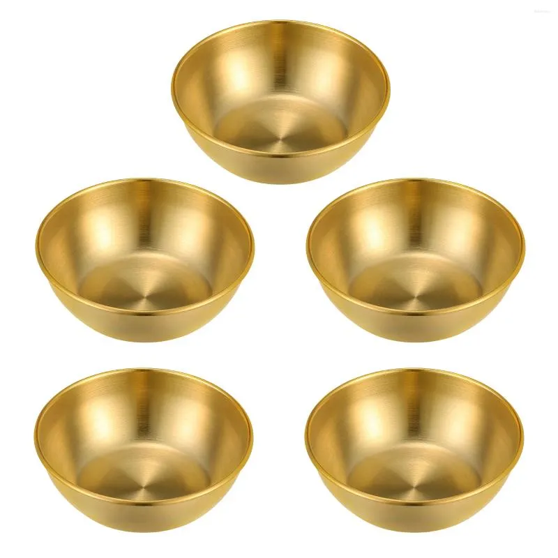 Plates 5 Pcs Seasoning Dish Round Serving Tray Soy Dipping Dishes Sauce Bowls Sushi Stainless Steel Multipurpose