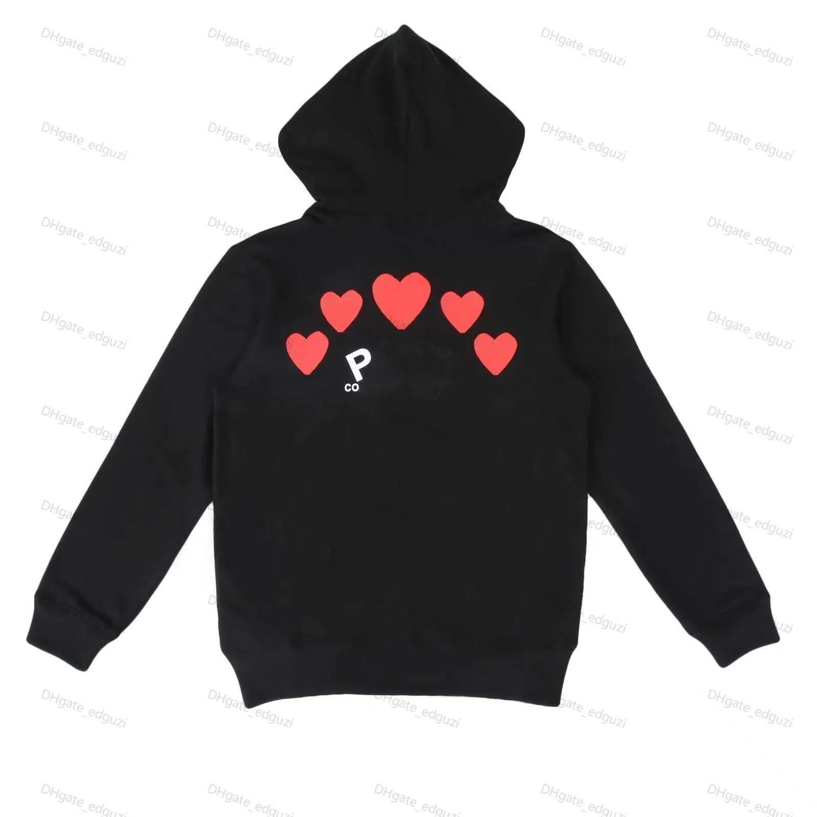 Designer Men's Hoodies Com des Garcons Spela Black Sweatshirt CDG Red Heart Hoodie Size S-XL B2