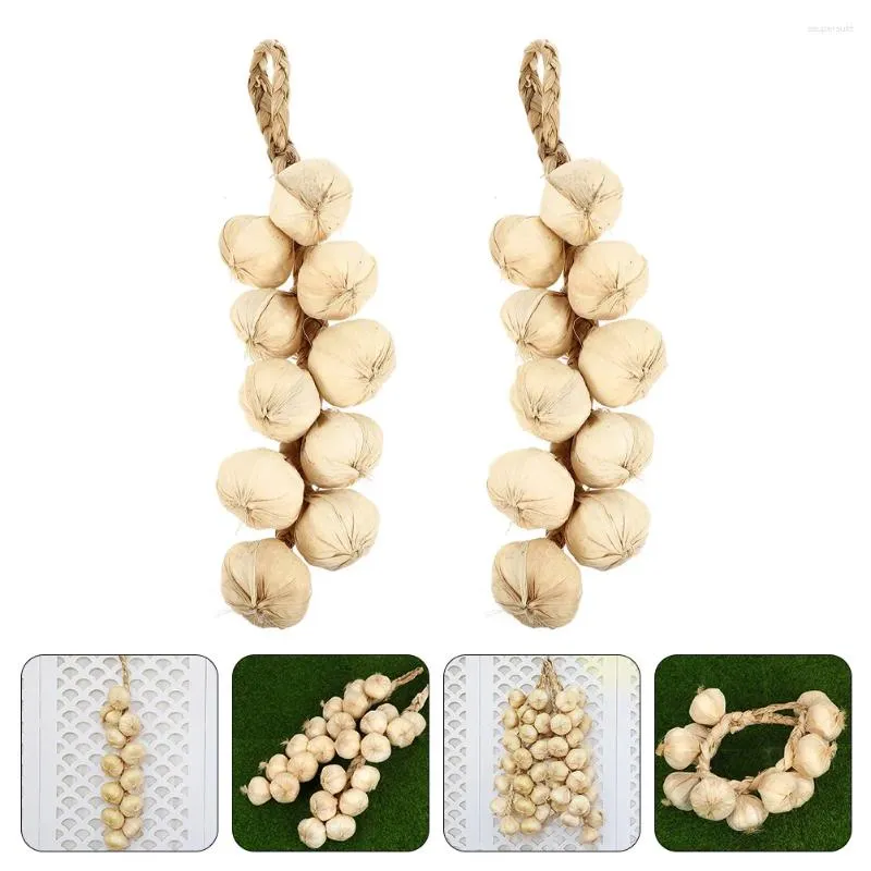 Party Decoration 2 Pcs Lanyards Artificial Garlic Vegetable Toys Window Pendant Ornament Wall Hanging Pendants Farmhouse Decors Po Props