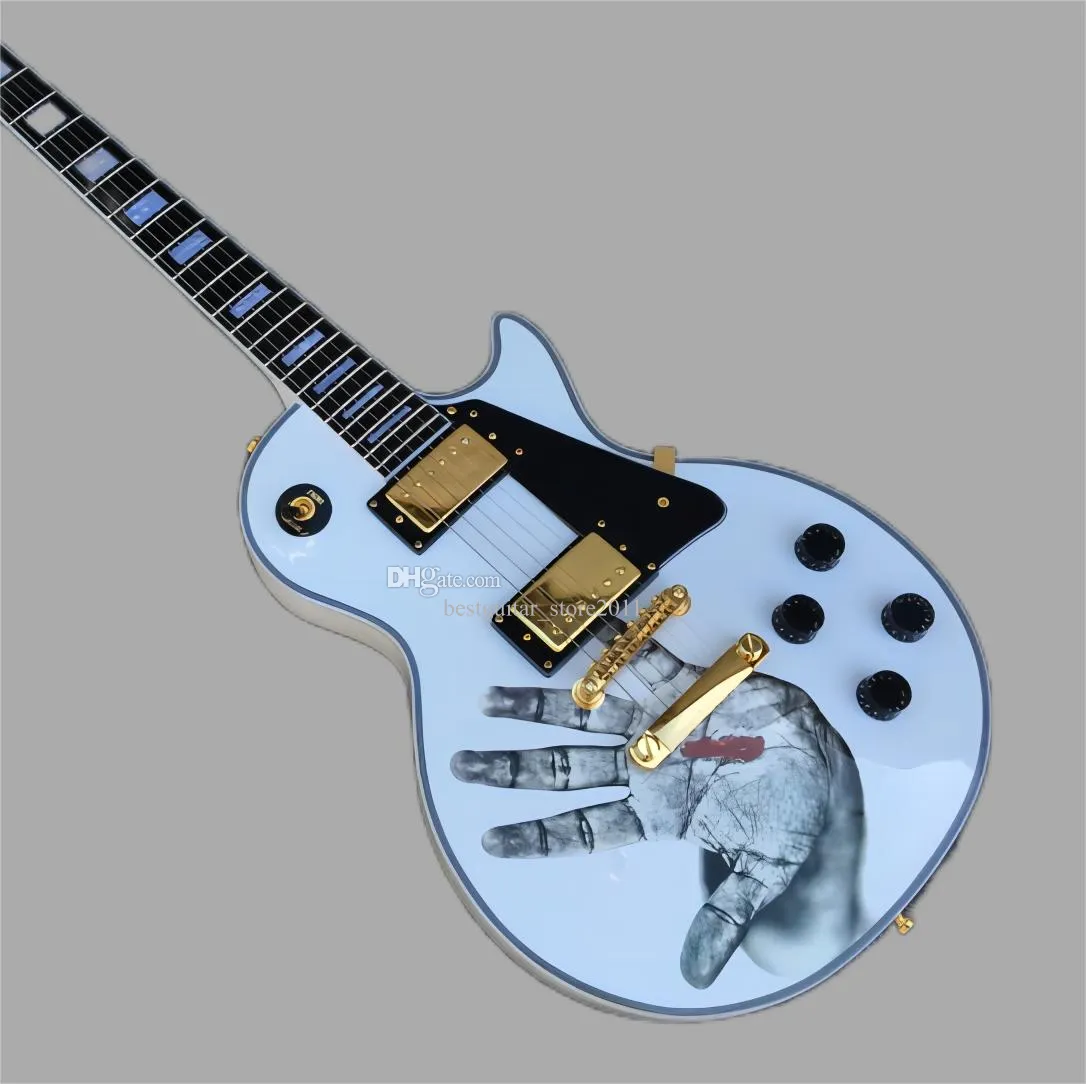 Coole E-Gitarre, handgemaltes Muster, austauschbares Muster, Mahagoni-Griffbrett, kostenloser Versand