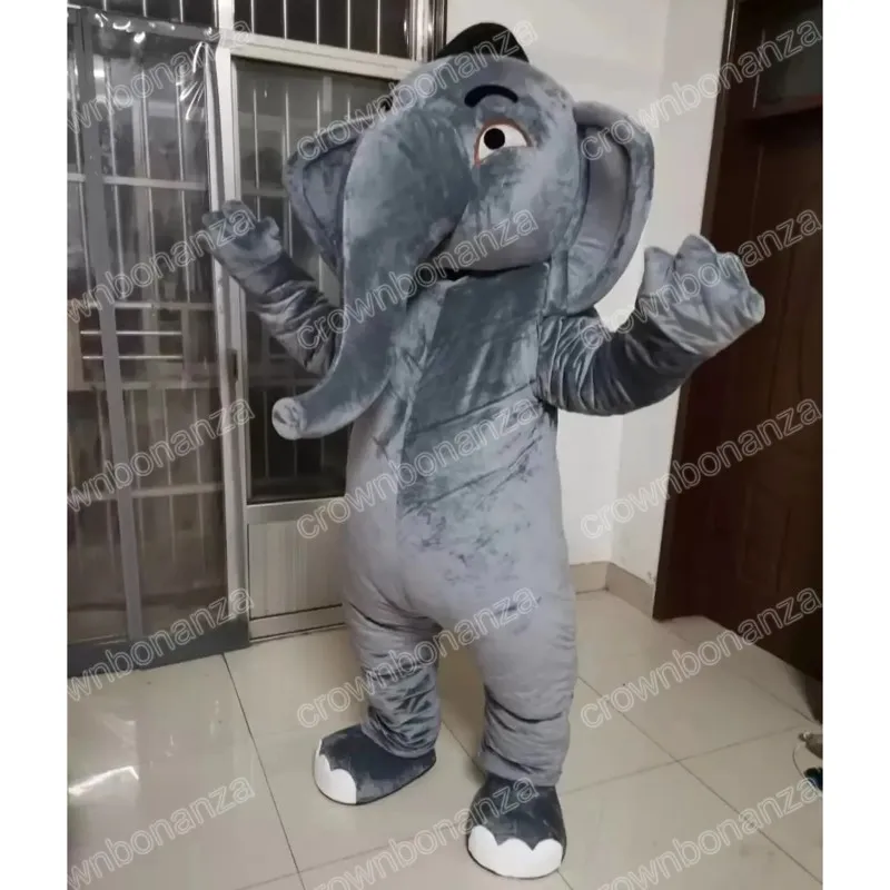 Performance Grey Elephant Mascot Costume Halloween Cartoon Character ...