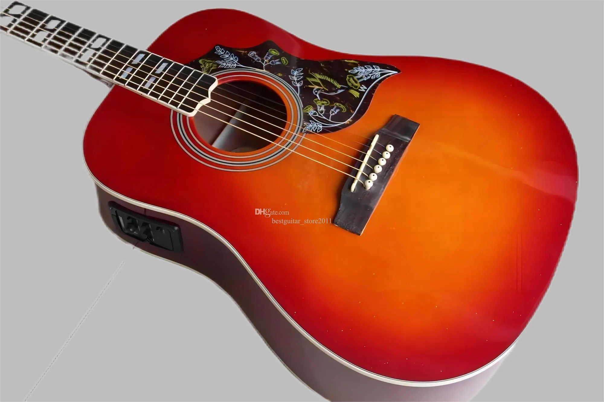 Chegada nova guitarras elétricas acústicas, 41 # Hummingbirdmodel abalone Encadernação de alta qualidade em Cherry Sunburst 258