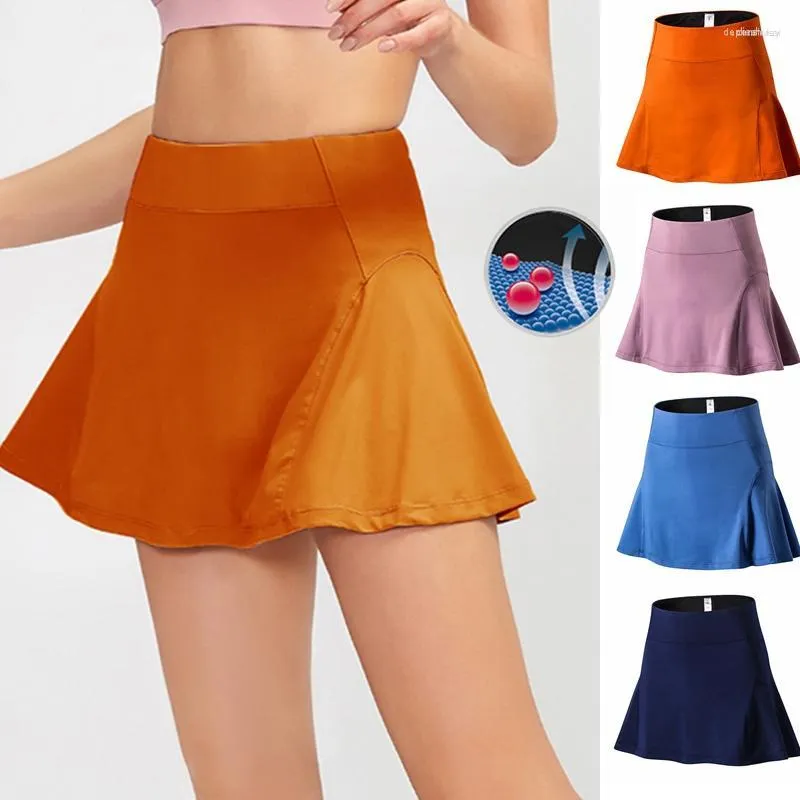 Shorts ativos 2023 cintura alta yoga forro esporte tênis saia de secagem rápida solta mulheres correndo saias verão badminton com bolso