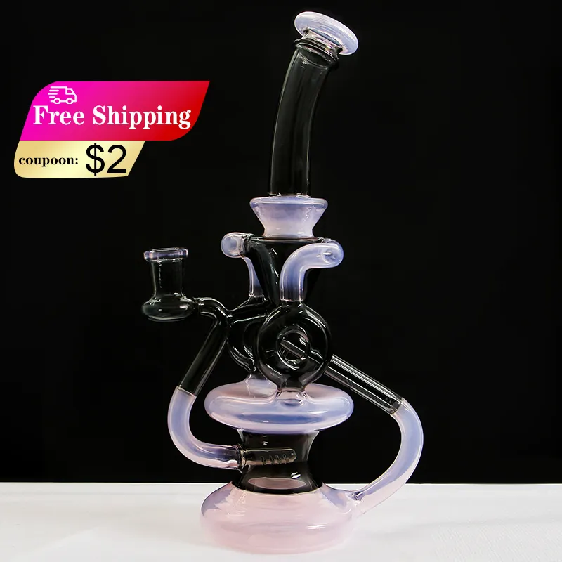 Glass RecyclerDab Rig Tornado Water Bong Курительная трубка для кальяна ручной работы из боросиликатного материала с шарнирной чашей 14 мм