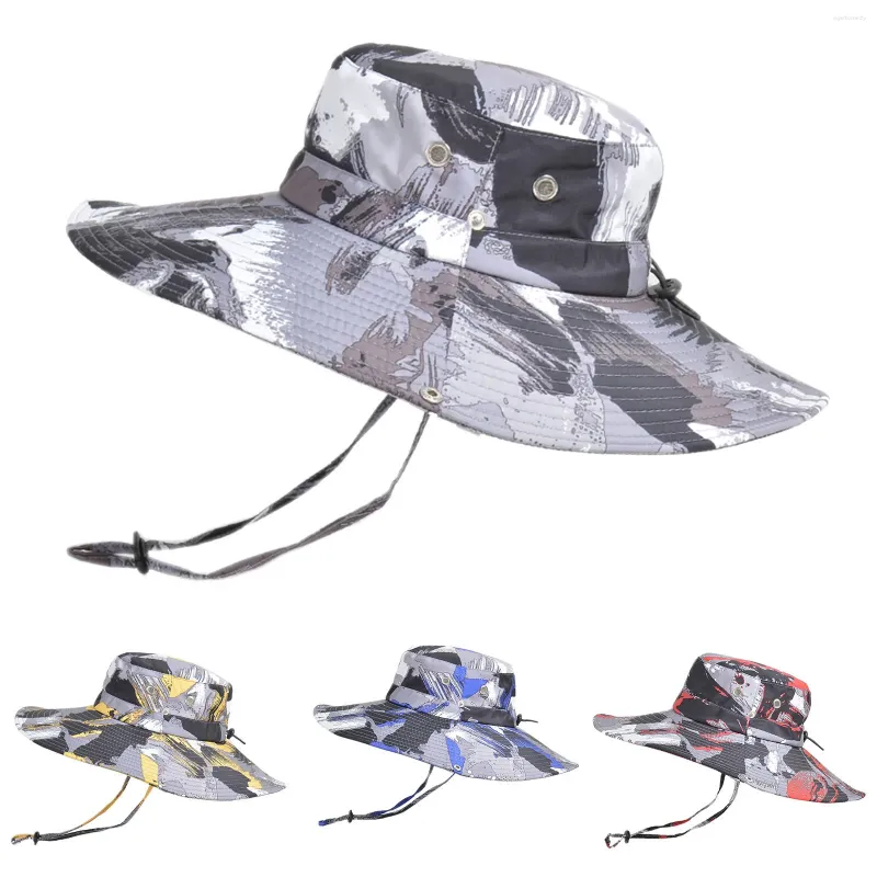 Chapeaux à bord large toute la saison Visors imprimés de soleil Mountalon de pêche Camouflage Camouflage Hood Corband