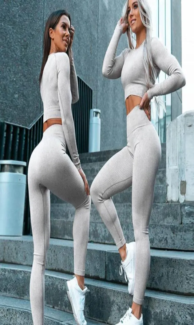 Yoga kläder Träningskläder för kvinnor 2 -stycken Set Running Slim Fit Sportswear Gym Clothing Sports Bhs and Pants Wear1246546