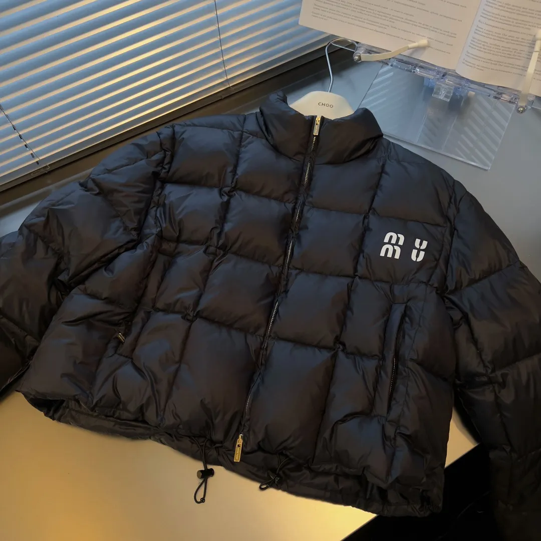 New Mi Family Short Standing Collar Down Jacket With Letter