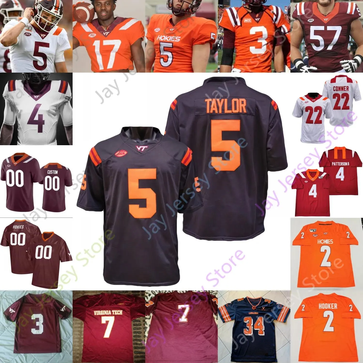 Tech Hokies Football Jersey NCAA College Football Player Fan Gear From