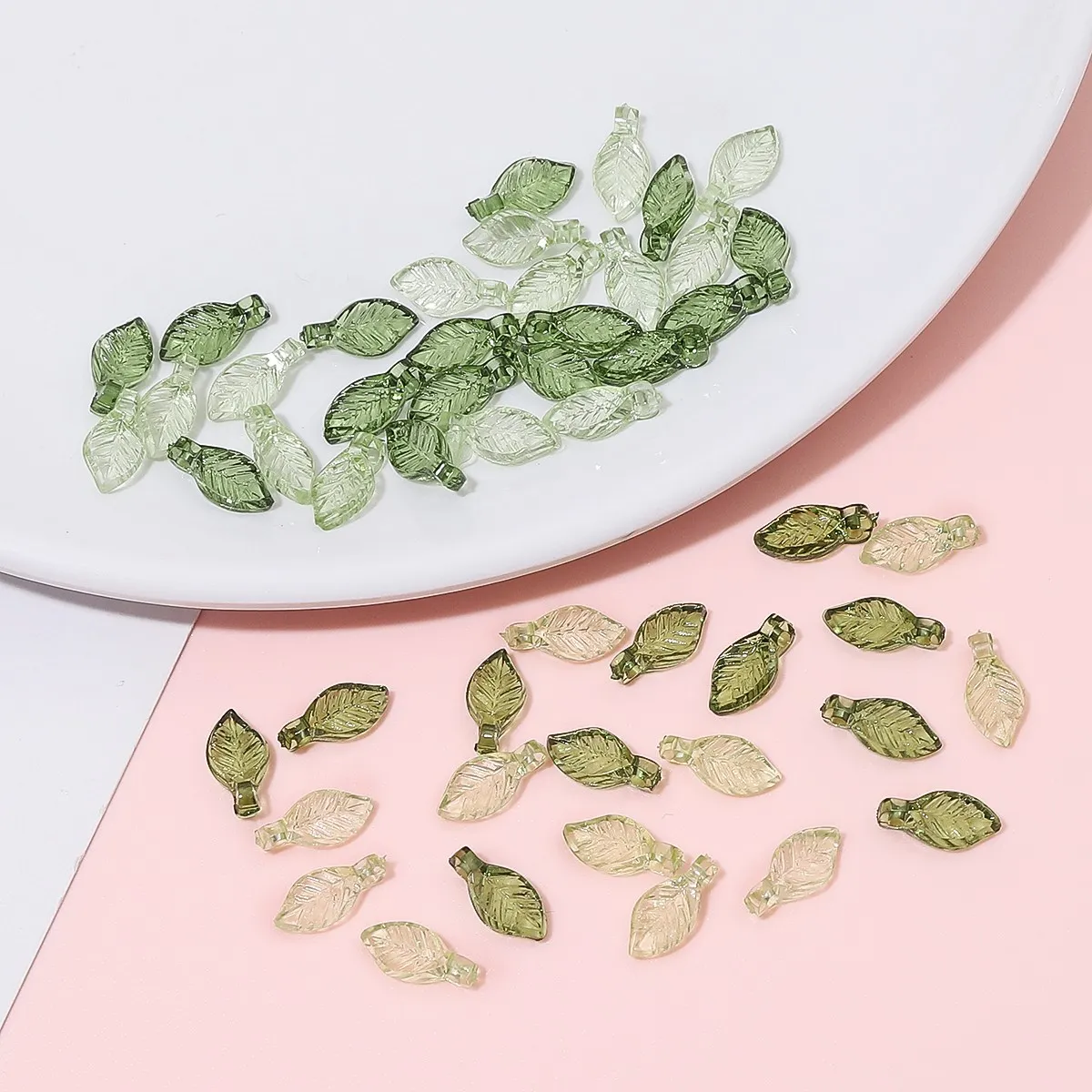 Green Transparent Small Leaves DIY Handmade Earrings Accessories Earrings Studs Bracelet Decoration Material 1224733