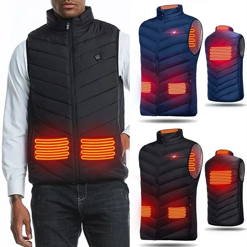Men Outdoor USB Heating Electrical Vests Winter Sleeveless Heated Jacket Cold-Proof Heating Coat Security Intelligent Waistcoat295Z