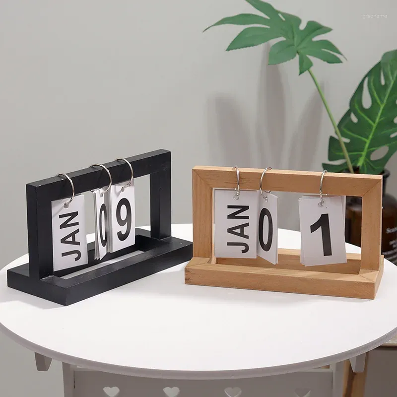 Novidade itens criativo calendário de madeira flip simples casa desktop pequenos ornamentos mesa de estudo ornamento decoração