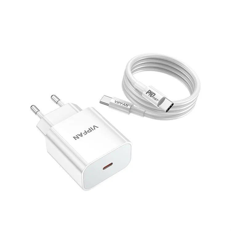 PD-oplader 20W snel opladende reisadapter EU US-stekker met USB-C-kabel voor mobiele telefoons inclusief pakket