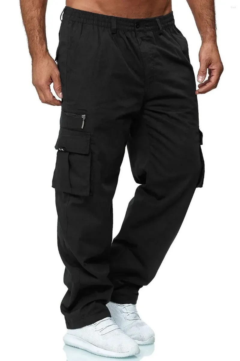 2023 Mens Cargo Pants Stretch Waist, Loose Fit, Multi Pockets, Y2K