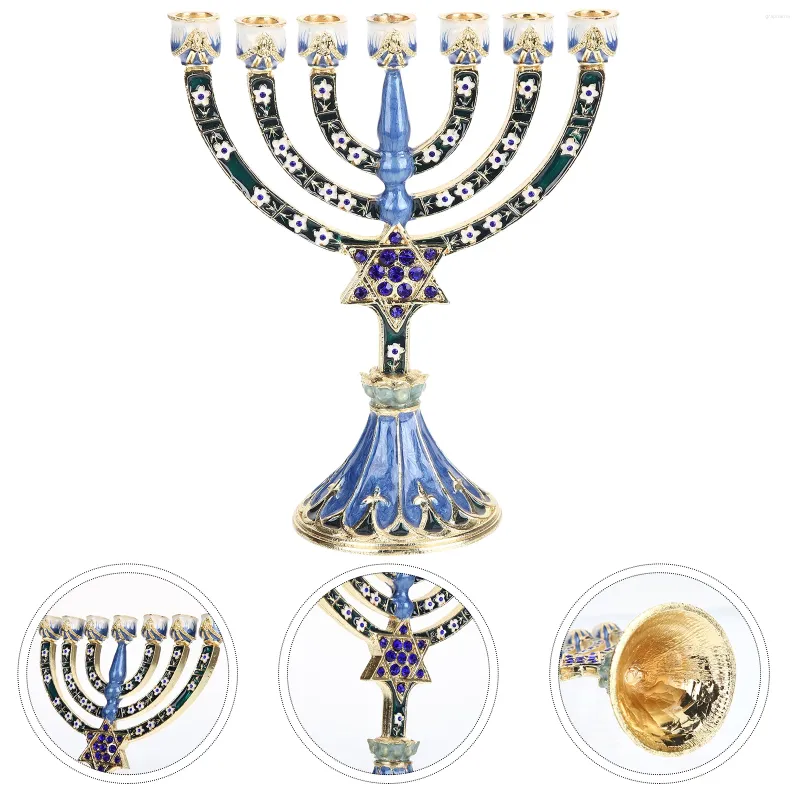 Castiçais Hanukkah Decoração Taper Table Candlestick Display Room Desktop Stand Liga Peça Central Judaica