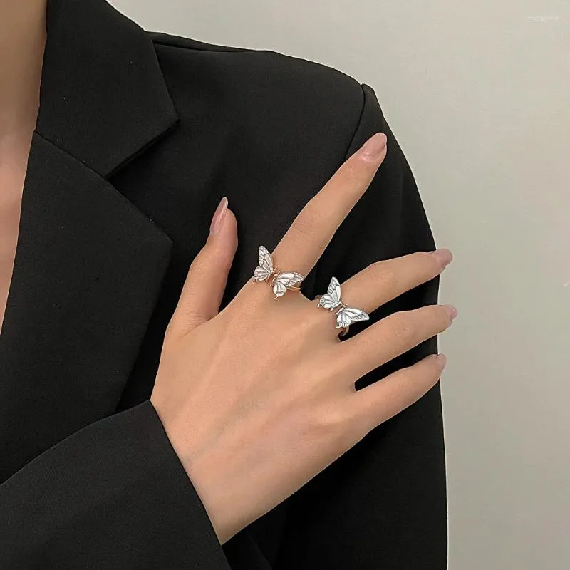 Pierścienie klastra koreański luksusowy pierścionek olśniewający iskrzanie kuszące ślubne motyle niezbędne akcesoria eleganckie palec wskazujący