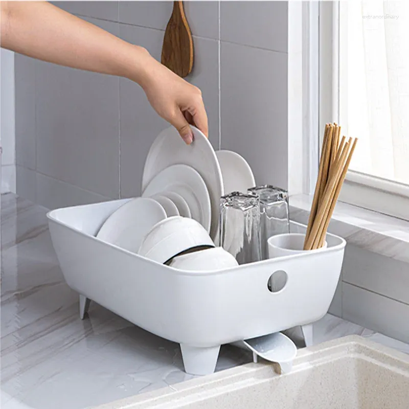 Kitchen Storage Sink Plastic Tableware Drainer Countertop Dish Organizer Chopsticks Knife And Fork Drying Accessories